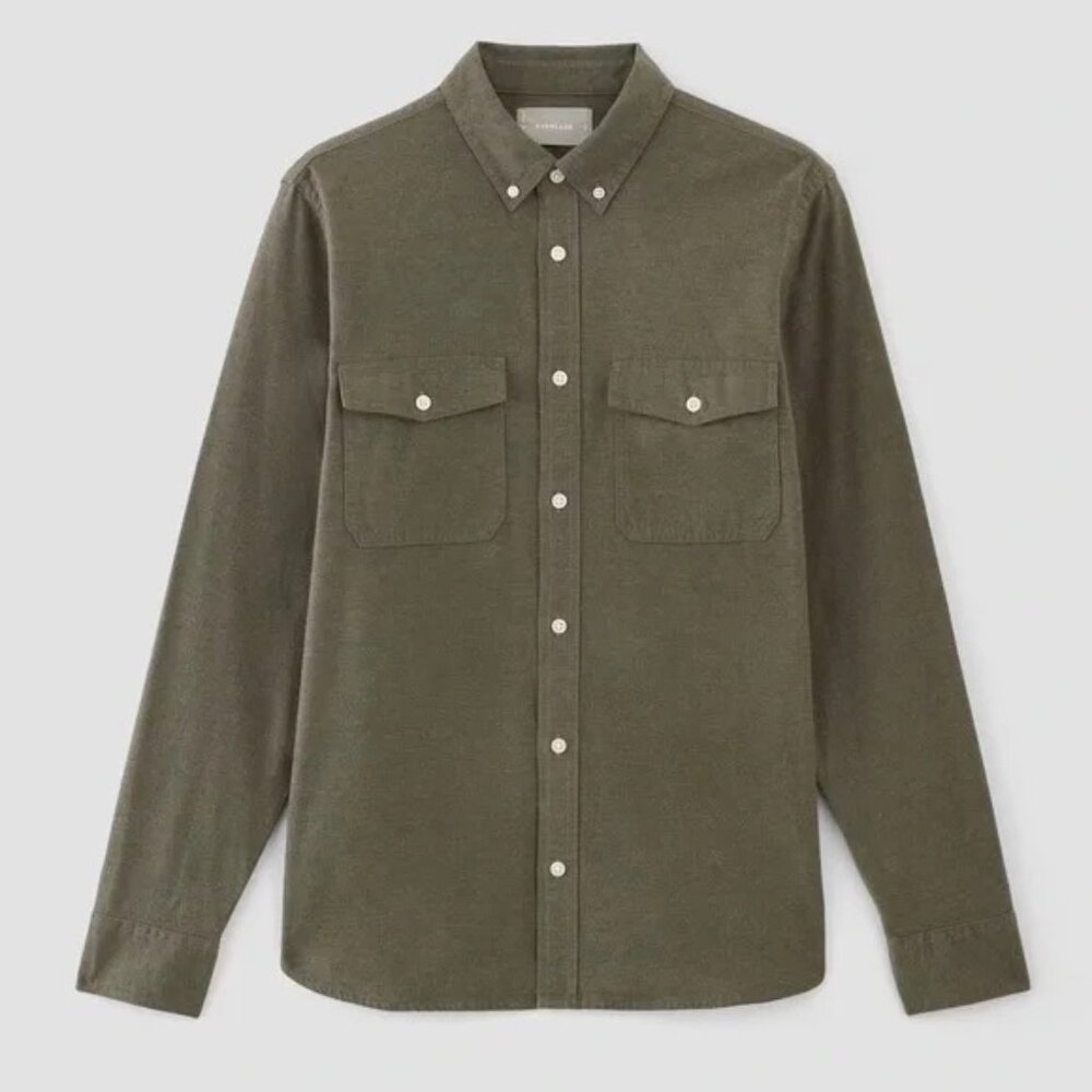 Everlane The Brushed Flannel Shirt - Heathered Thyme (Olive green)